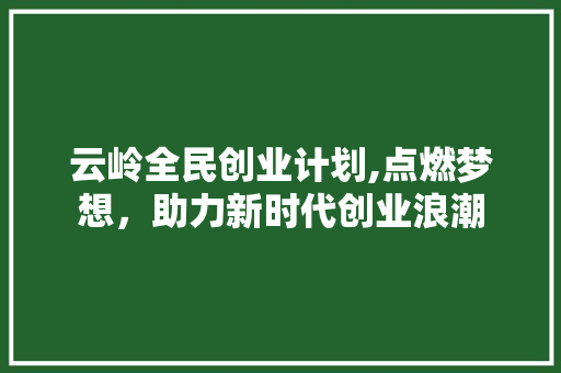 云岭全民创业计划,点燃梦想，助力新时代创业浪潮