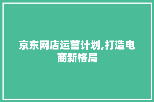 京东网店运营计划,打造电商新格局