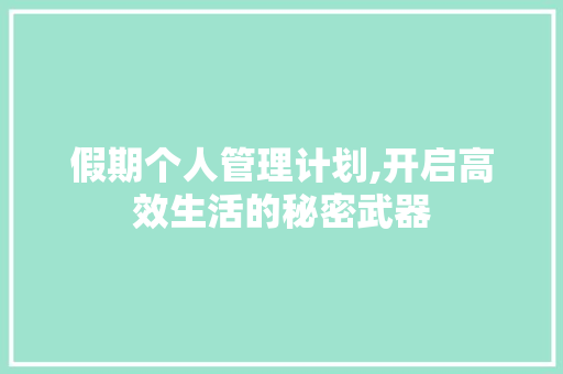 假期个人管理计划,开启高效生活的秘密武器
