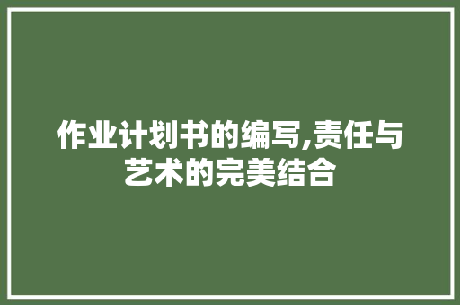 作业计划书的编写,责任与艺术的完美结合