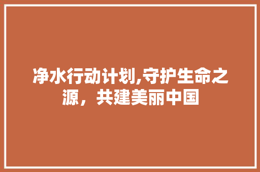 净水行动计划,守护生命之源，共建美丽中国