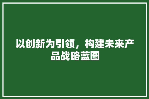 以创新为引领，构建未来产品战略蓝图