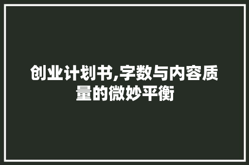 创业计划书,字数与内容质量的微妙平衡