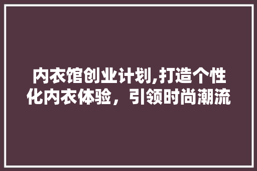 内衣馆创业计划,打造个性化内衣体验，引领时尚潮流
