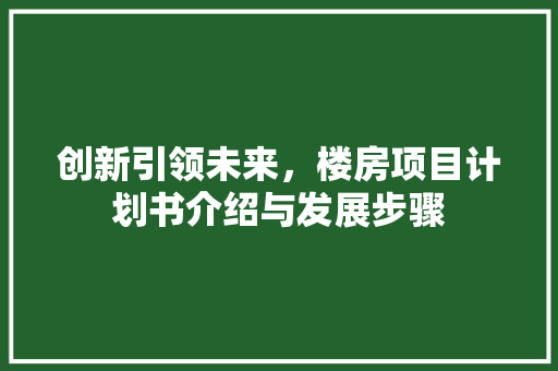 创新引领未来，楼房项目计划书介绍与发展步骤