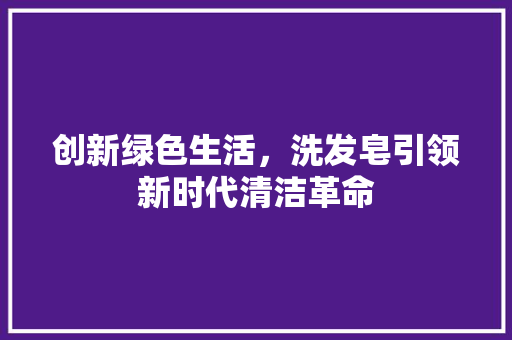 创新绿色生活，洗发皂引领新时代清洁革命