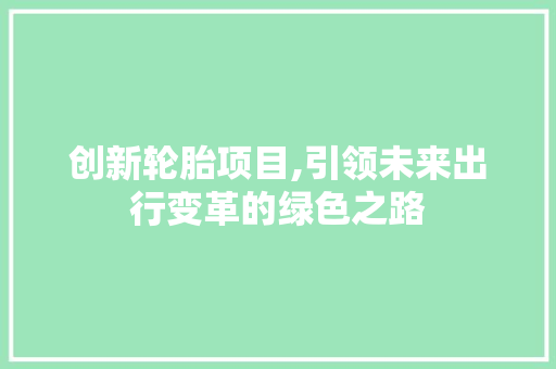 创新轮胎项目,引领未来出行变革的绿色之路