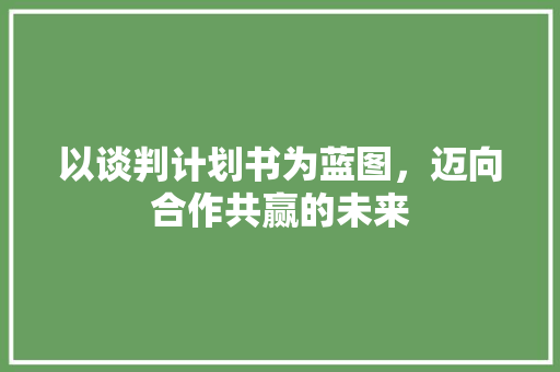以谈判计划书为蓝图，迈向合作共赢的未来