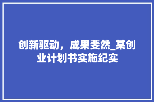 创新驱动，成果斐然_某创业计划书实施纪实