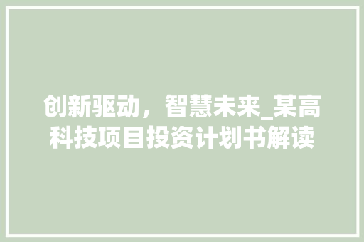 创新驱动，智慧未来_某高科技项目投资计划书解读