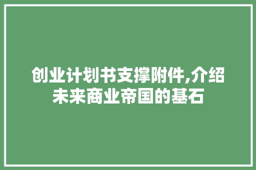 创业计划书支撑附件,介绍未来商业帝国的基石