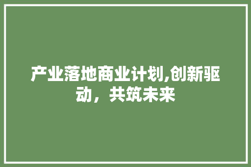产业落地商业计划,创新驱动，共筑未来
