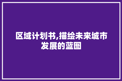 区域计划书,描绘未来城市发展的蓝图