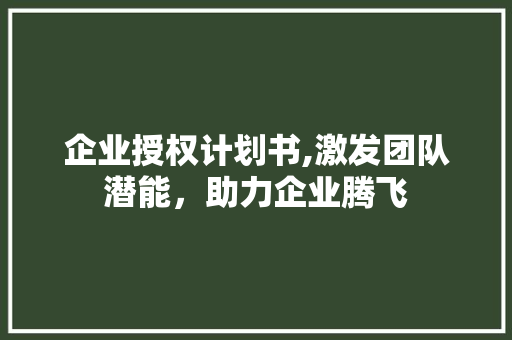 企业授权计划书,激发团队潜能，助力企业腾飞