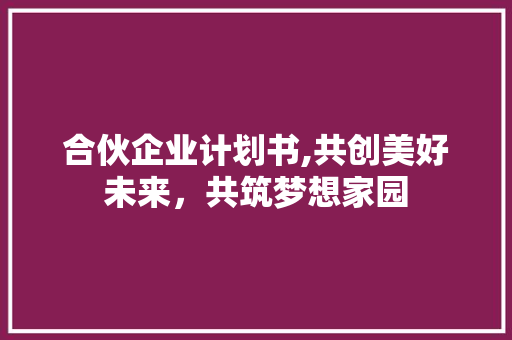 合伙企业计划书,共创美好未来，共筑梦想家园