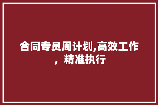 合同专员周计划,高效工作，精准执行 汉字拼音
