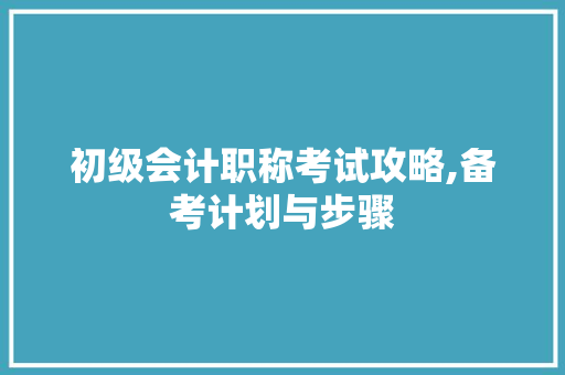 初级会计职称考试攻略,备考计划与步骤