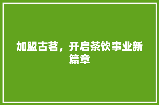 加盟古茗，开启茶饮事业新篇章