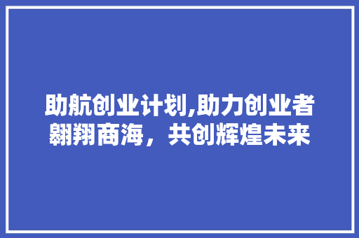 助航创业计划,助力创业者翱翔商海，共创辉煌未来