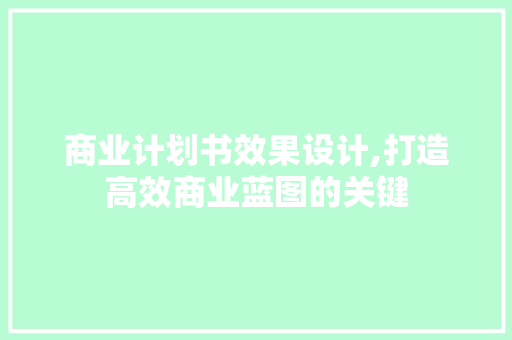 商业计划书效果设计,打造高效商业蓝图的关键