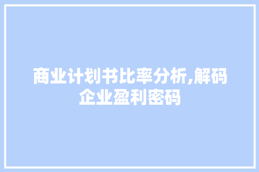 商业计划书比率分析,解码企业盈利密码