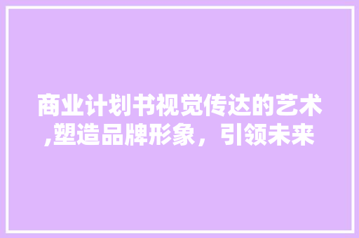 商业计划书视觉传达的艺术,塑造品牌形象，引领未来商业之路