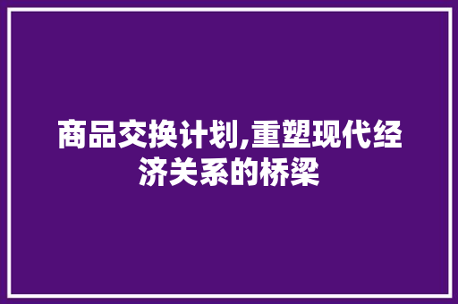 商品交换计划,重塑现代经济关系的桥梁
