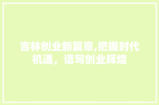 吉林创业新篇章,把握时代机遇，谱写创业辉煌