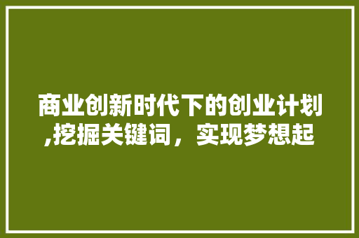 商业创新时代下的创业计划,挖掘关键词，实现梦想起飞
