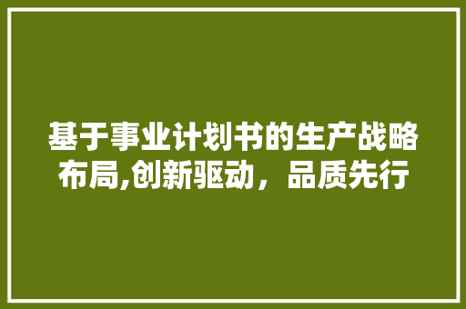 基于事业计划书的生产战略布局,创新驱动，品质先行