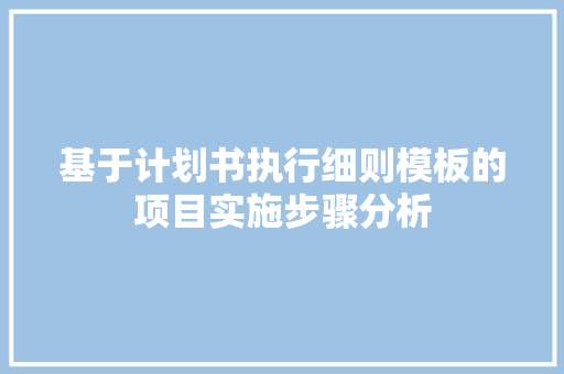 基于计划书执行细则模板的项目实施步骤分析