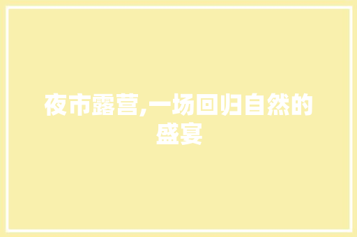 夜市露营,一场回归自然的盛宴