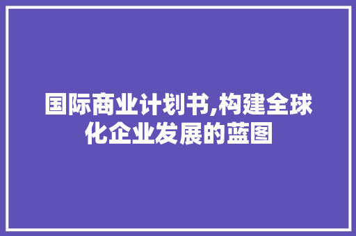 国际商业计划书,构建全球化企业发展的蓝图