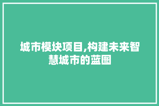 城市模块项目,构建未来智慧城市的蓝图
