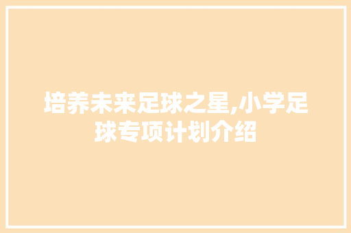 培养未来足球之星,小学足球专项计划介绍