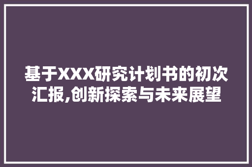 基于XXX研究计划书的初次汇报,创新探索与未来展望