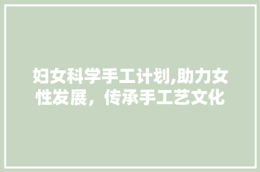 妇女科学手工计划,助力女性发展，传承手工艺文化