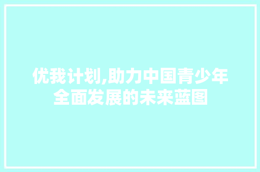 优我计划,助力中国青少年全面发展的未来蓝图
