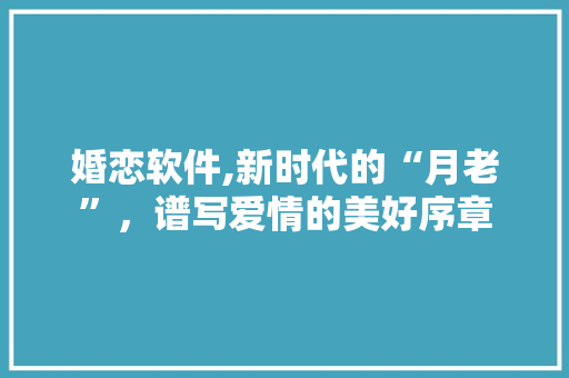 婚恋软件,新时代的“月老”，谱写爱情的美好序章