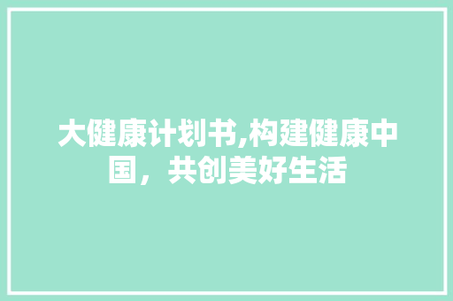 大健康计划书,构建健康中国，共创美好生活