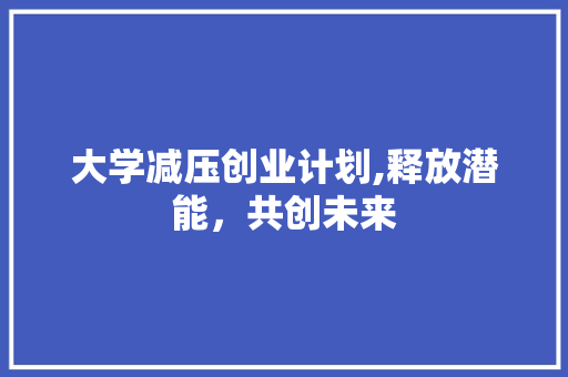 大学减压创业计划,释放潜能，共创未来