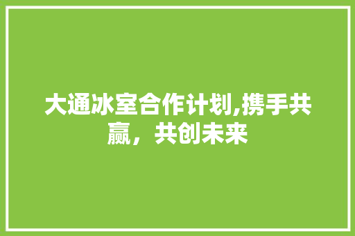 大通冰室合作计划,携手共赢，共创未来