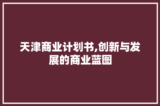 天津商业计划书,创新与发展的商业蓝图