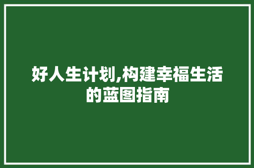 好人生计划,构建幸福生活的蓝图指南