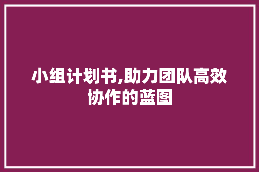 小组计划书,助力团队高效协作的蓝图