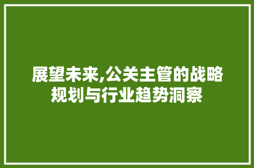 展望未来,公关主管的战略规划与行业趋势洞察