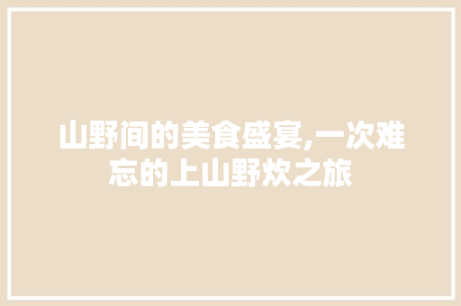山野间的美食盛宴,一次难忘的上山野炊之旅