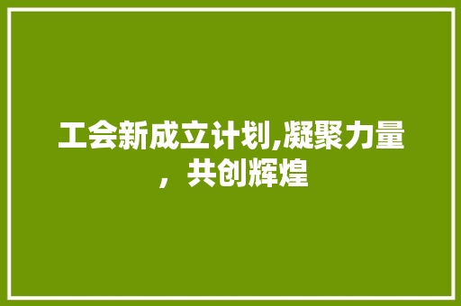 工会新成立计划,凝聚力量，共创辉煌