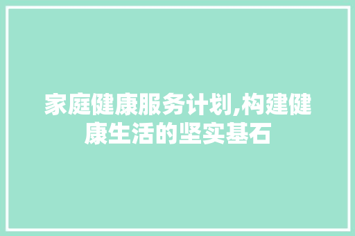 家庭健康服务计划,构建健康生活的坚实基石