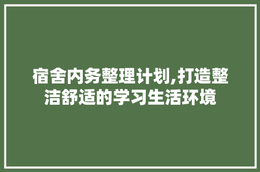 宿舍内务整理计划,打造整洁舒适的学习生活环境
